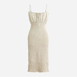 J. Crew Smocked Linen Dress Flax 16